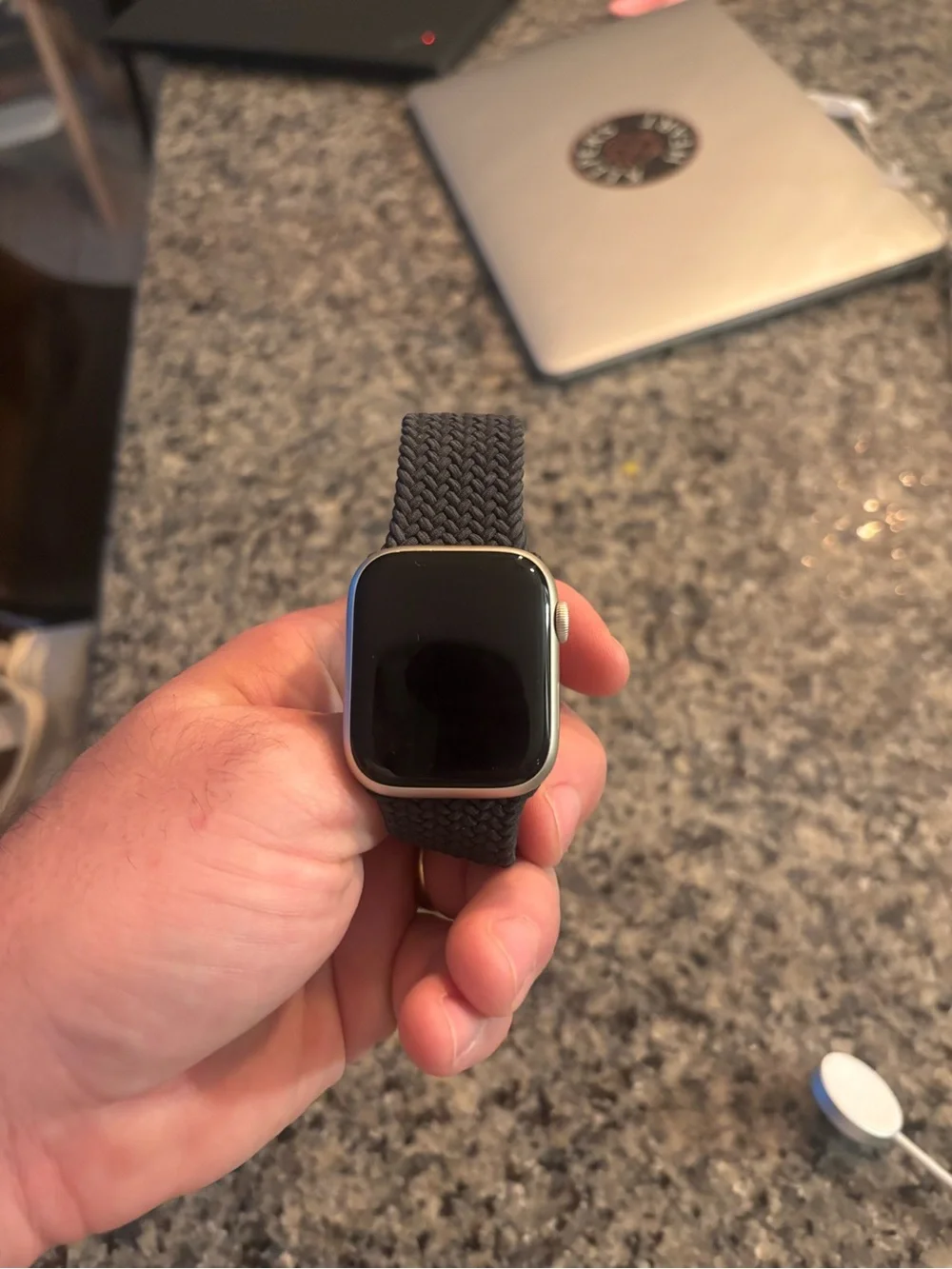 Apple Watch Series 8( Model A2771) Silver with Black Braided Solo Loop - Picture 4 of 6